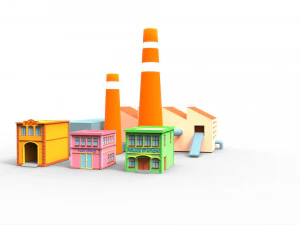 town building cartoon 3D Model