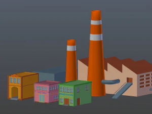 town building cartoon 3D Model