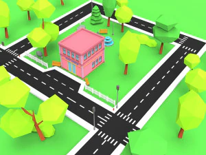 town post office 3D Model