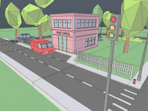 town post office 3D Model