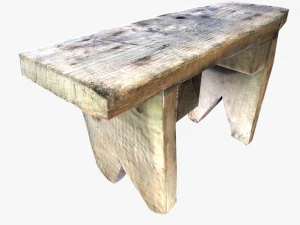 vintage kwadratowy drewniany stołek low poli 3d Model 3D