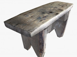 vintage square wooden stool low poly 3d Modèle 3D