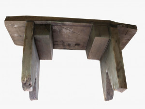 vintage square wooden stool low poly 3d Modèle 3D
