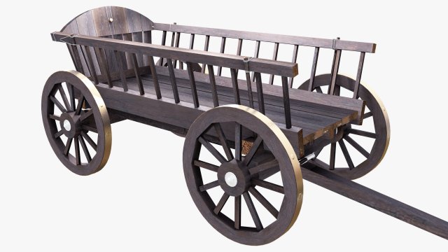 3d wooden cart 3d 3D Модель .c4d .max .obj .3ds .fbx .stl .blend 
