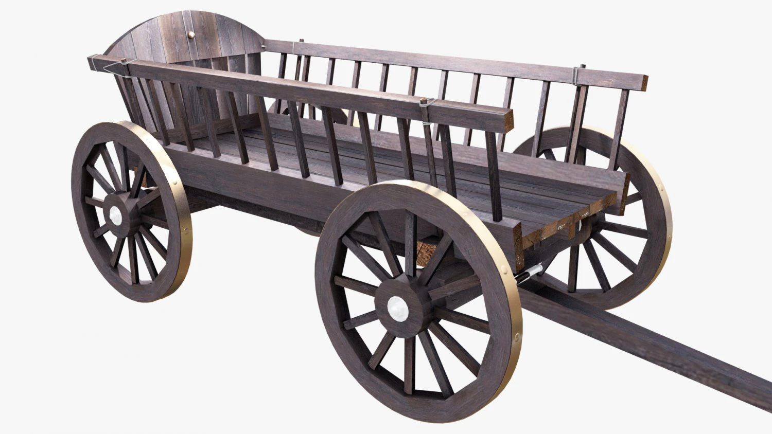 3d wooden cart 3d 3D Model .c4d .max .obj .3ds .fbx .stl .blend 