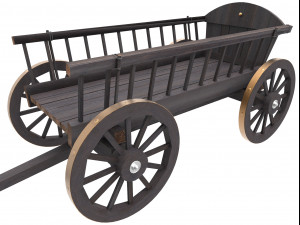 3d wooden cart 3d 3D Модель