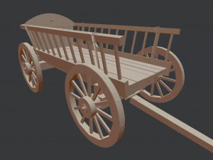 3d wooden cart 3d 3D Model