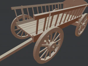 3d wooden cart 3d 3D Model