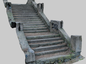 old ruined concrete staircase low-poly 3D Model