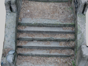 old ruined concrete staircase low-poly 3Dモデル