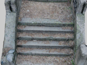 old ruined concrete staircase low-poly 3D Model