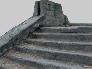 old ruined concrete staircase low-poly 3D Model