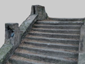 old ruined concrete staircase low-poly 3Dモデル