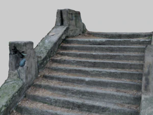 old ruined concrete staircase low-poly 3D Model