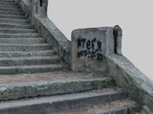 old ruined concrete staircase low-poly 3Dモデル