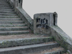 old ruined concrete staircase low-poly 3D Model