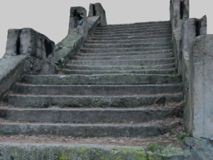 old ruined concrete staircase low-poly 3D Model