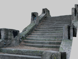 old ruined concrete staircase low-poly 3Dモデル