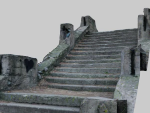 old ruined concrete staircase low-poly 3D Model