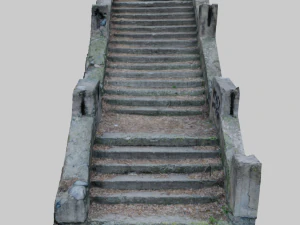 old ruined concrete staircase low-poly 3D Model