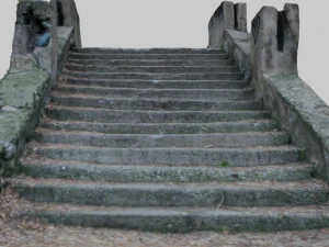 old ruined concrete staircase low-poly 3D Model