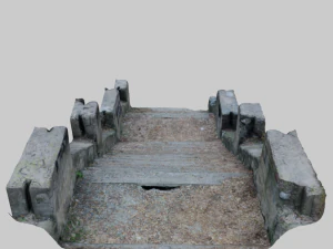 old ruined concrete staircase low-poly 3D Model