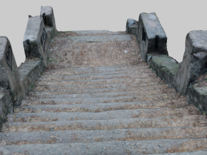 old ruined concrete staircase low-poly 3Dモデル