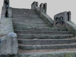 old ruined concrete staircase low-poly 3D Model
