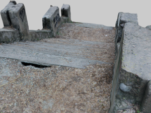 old ruined concrete staircase low-poly 3Dモデル