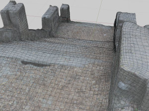 old ruined concrete staircase low-poly 3Dモデル