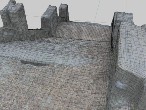 old ruined concrete staircase low-poly 3D Model