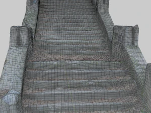 old ruined concrete staircase low-poly 3D Model