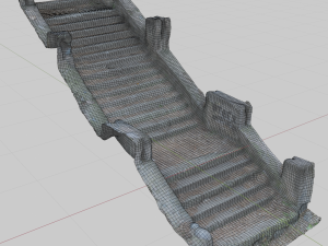 old ruined concrete staircase low-poly 3Dモデル