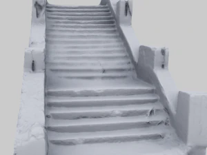 old ruined concrete staircase low-poly 3D Model