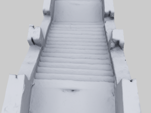 old ruined concrete staircase low-poly 3Dモデル