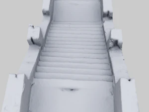 old ruined concrete staircase low-poly 3D Model