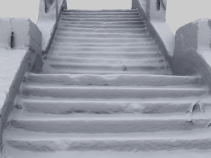 old ruined concrete staircase low-poly 3Dモデル