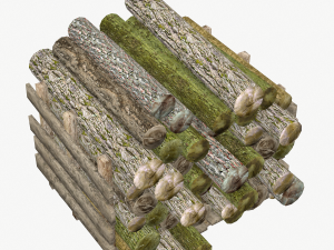 wood log low poly type 1 3D Model