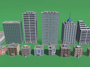 mobile buildings low poly 3D Model