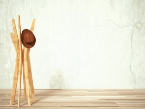 cowboy hat with jackson coat and hat stand 3D Model