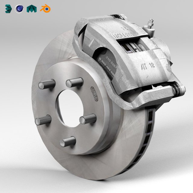 car disc brake 3D Модель .c4d .max .obj .3ds .fbx .stl .blend 