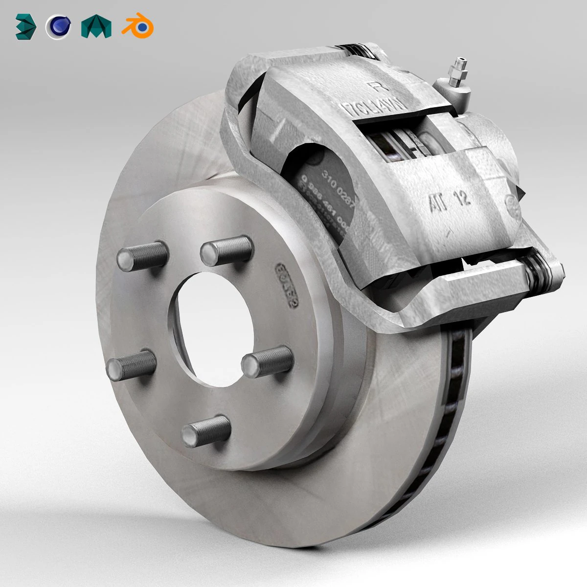 car disc brake 3D Model .c4d .max .obj .3ds .fbx .stl .blend 
