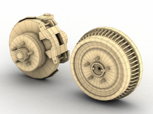 car-truck disc and drum brake Modello 3D