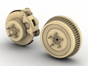 car-truck disc and drum brake Modello 3D