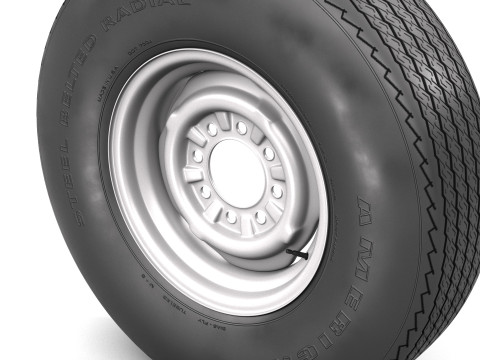 Vintage wheel and tire 11 3D Model