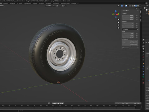 Vintage wheel and tire 11 3D Model