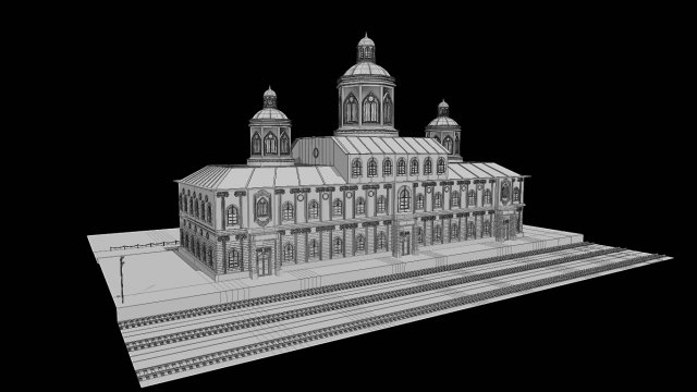 railway station 3Dモデル .c4d .max .obj .3ds .fbx .stl .blend 