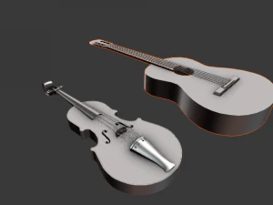 guitar and violin 3D Model