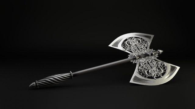 battle axe 3D Model .c4d .max .obj .3ds .fbx .stl .blend 