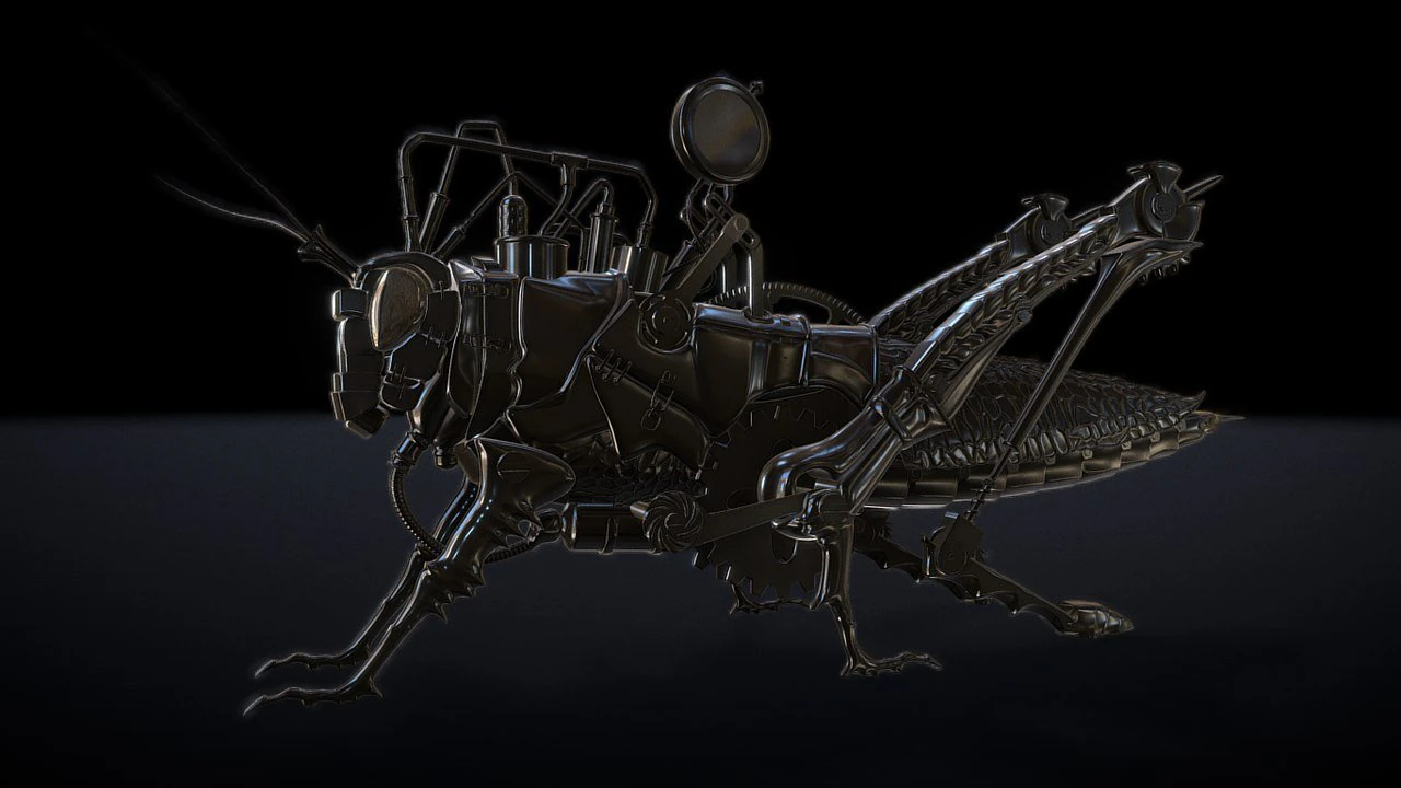 steampank grasshopper 3D Model .c4d .max .obj .3ds .fbx .stl .blend 